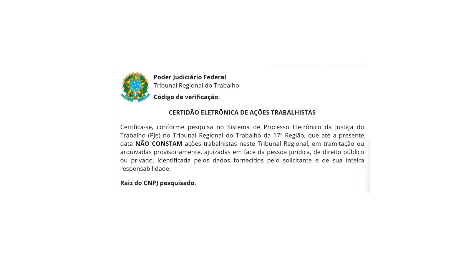 CEAT — Certidão de Ações Trabalhistas no TRT